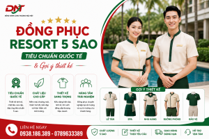 Đồng phục resort 5 sao tiêu chuẩn quốc tế với thiết kế sang trọng, chất liệu cao cấp, may theo yêu cầu cho lễ tân, spa, nhà hàng, buồng phòng, bảo vệ.