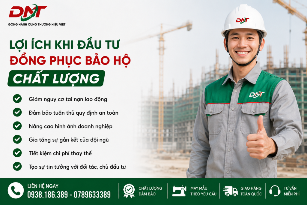 Đầu tư đồng phục bảo hộ chất lượng giúp doanh nghiệp giảm nguy cơ tai nạn lao động, tuân thủ quy định an toàn, nâng cao hình ảnh chuyên nghiệp, tăng sự gắn kết đội ngũ và tiết kiệm chi phí thay thế.