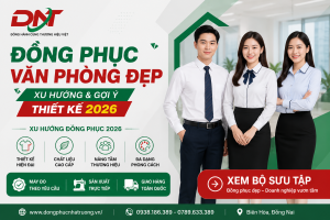 Mẫu đồng phục văn phòng đẹp 2026 dành cho doanh nghiệp với áo sơ mi công sở nam nữ thiết kế hiện đại, chất liệu cao cấp, giúp nâng tầm hình ảnh thương hiệu. DONA TEXT nhận may đồng phục theo yêu cầu, sản xuất trực tiếp và giao hàng toàn quốc.